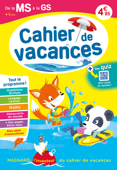 Cahier de vacances 2024, de la MS vers la GS 4-5 ans