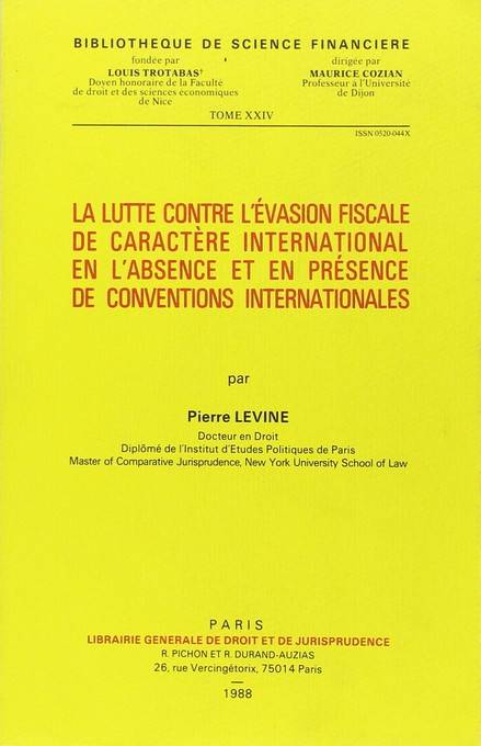 la lutte contre l'évasion fiscale de caractère international en l'absence de con