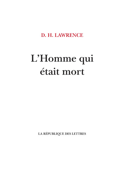 L'homme qui était mort - David Herbert Lawrence