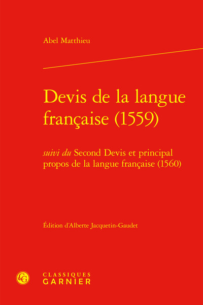 Devis de la langue française (1559) - Abel Matthieu