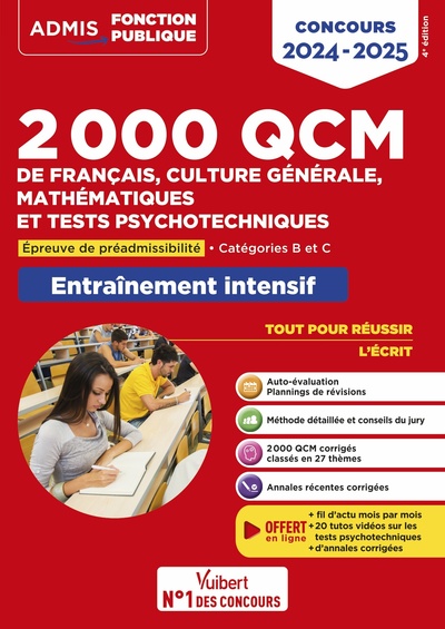 2000 QCM de Français, Culture générale, Mathématiques et Tests psychotechniques