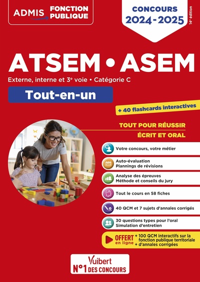 Concours Atsem Et Asem - Catégorie C - Tout-En-Un, Agent (Territorial) Spécialisé Des Écoles Maternelles - Concours Externe, Interne, 3e Voie - 2024-2025