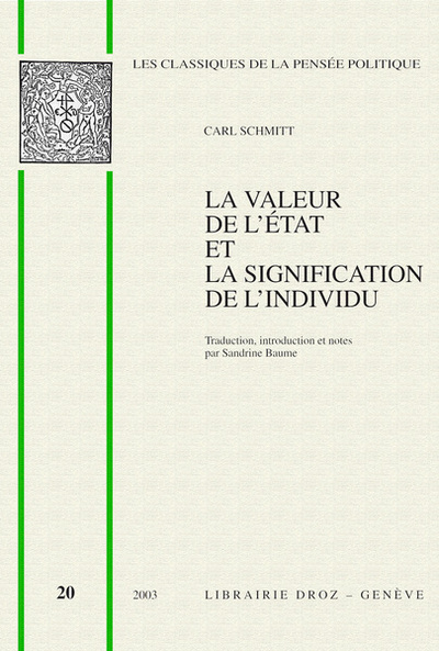 La Valeur de l'Etat et la signification de l'individu