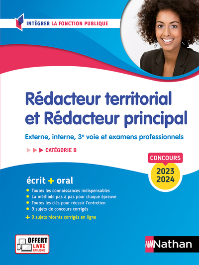 Concours Rédacteur territorial et Rédacteur principal Catégorie B - Concours externe, interne, 3e voie et examens professionnels - N