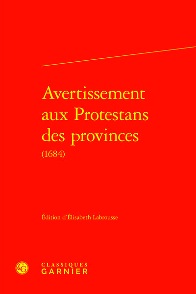 Avertissement aux Protestans des provinces