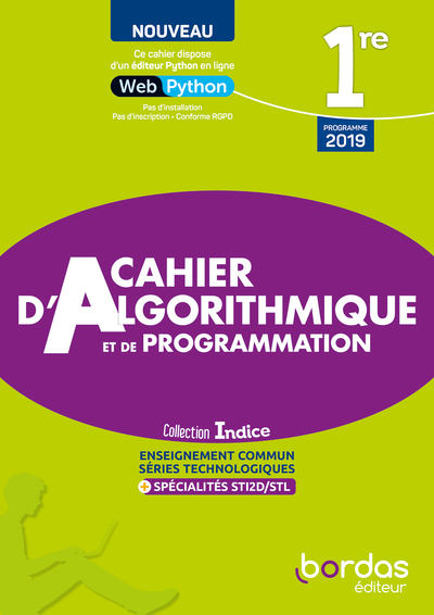 Indice Maths 1ère voie Technologique 2022 Cahier d'algorithmique et de programmation élève