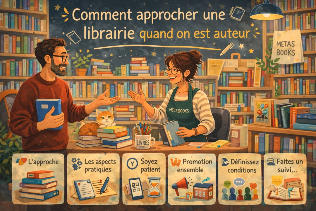 Illustration: Comment approcher une librairie quand on est auteur | MetasBooks